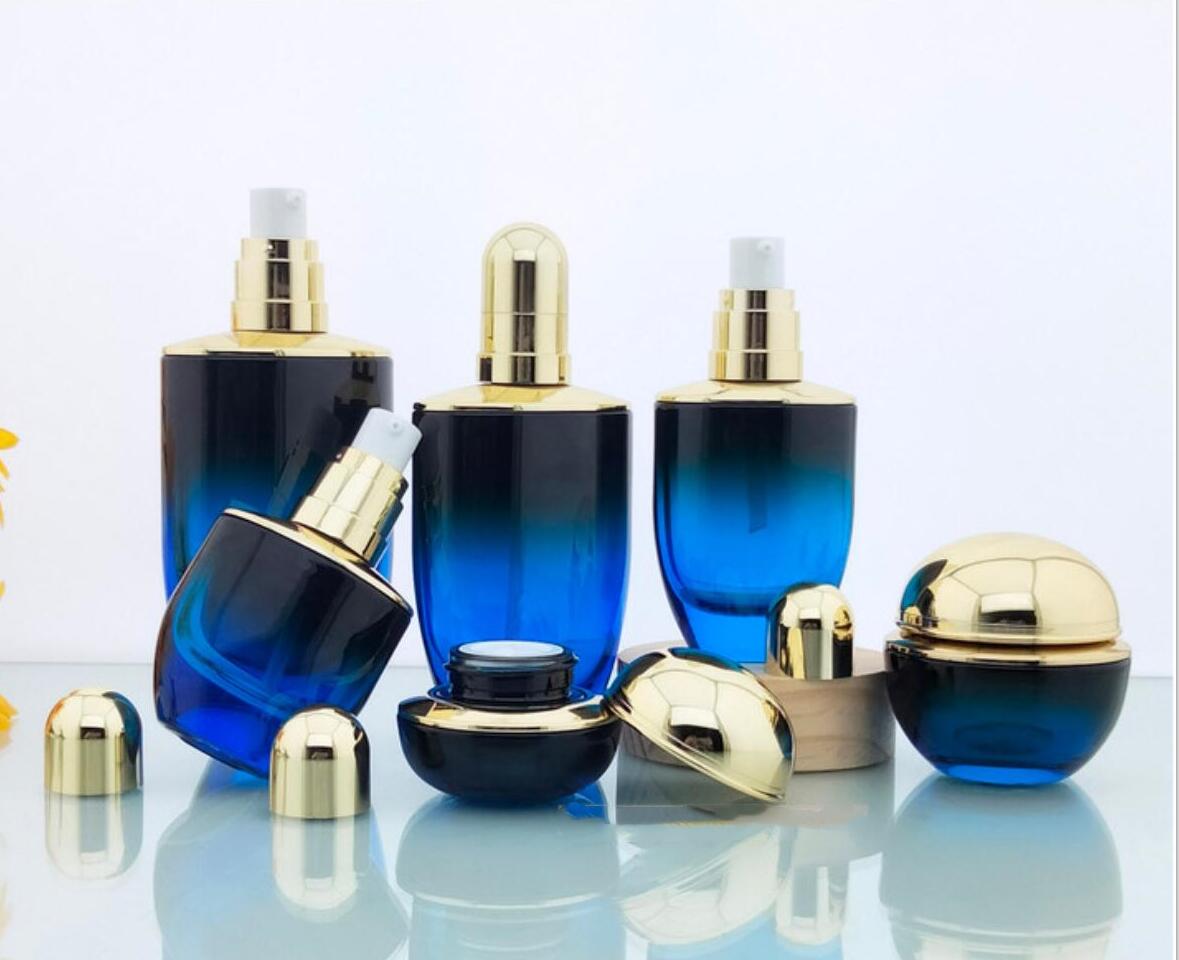 wholesale 20g 50g 30ml 50ml 100ml 120ml cosmetic glass bottle sets glass jar for skincare face cream lotion bottle