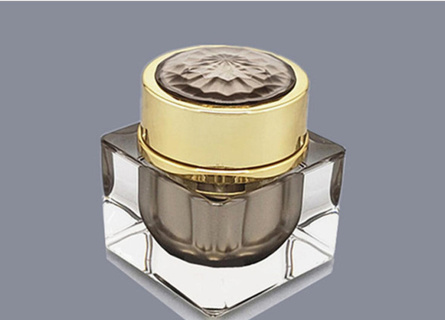 Luxury Custom Gold Square Acrylic Cream Jars Cosmetic Gold Square Bottles And Jars Set For Cosmetic Packing