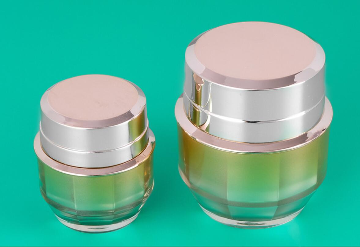 high end cosmetic plastic package gold round acrylic cosmetic bottles cosmetic package set wholesale