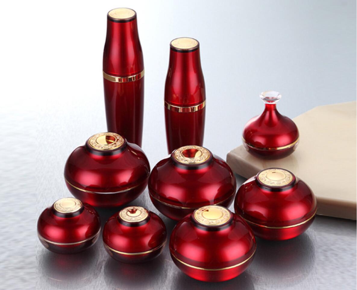 empty luxury Korean Cosmetics acrylic face plastic cosmetic packaging set cream jar container lotion bottle