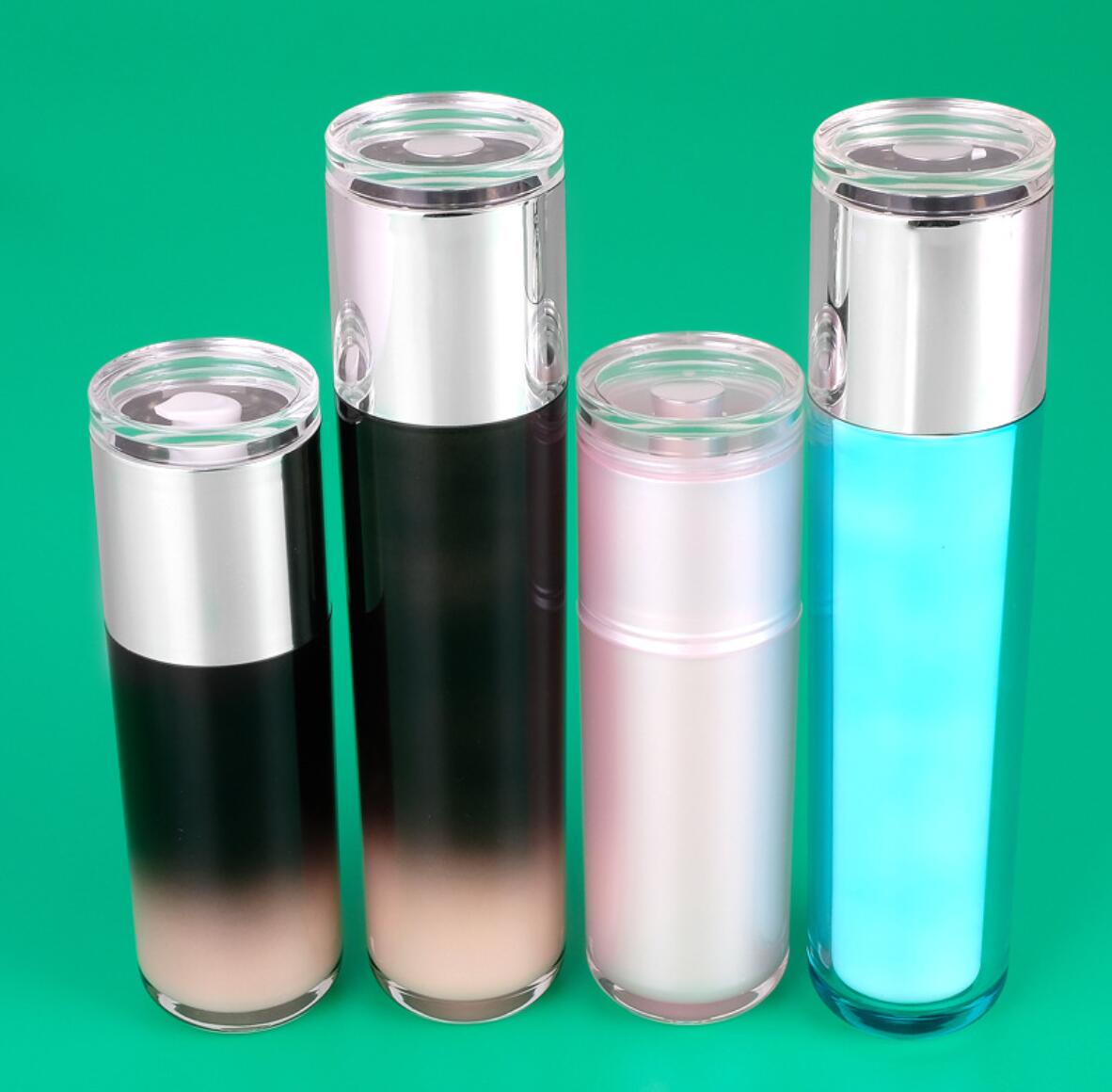 Luxury Double Wall Cosmetic Packaging Set Customized Plastic Acrylic Airless Pump Lotion Bottles and Cream Jars