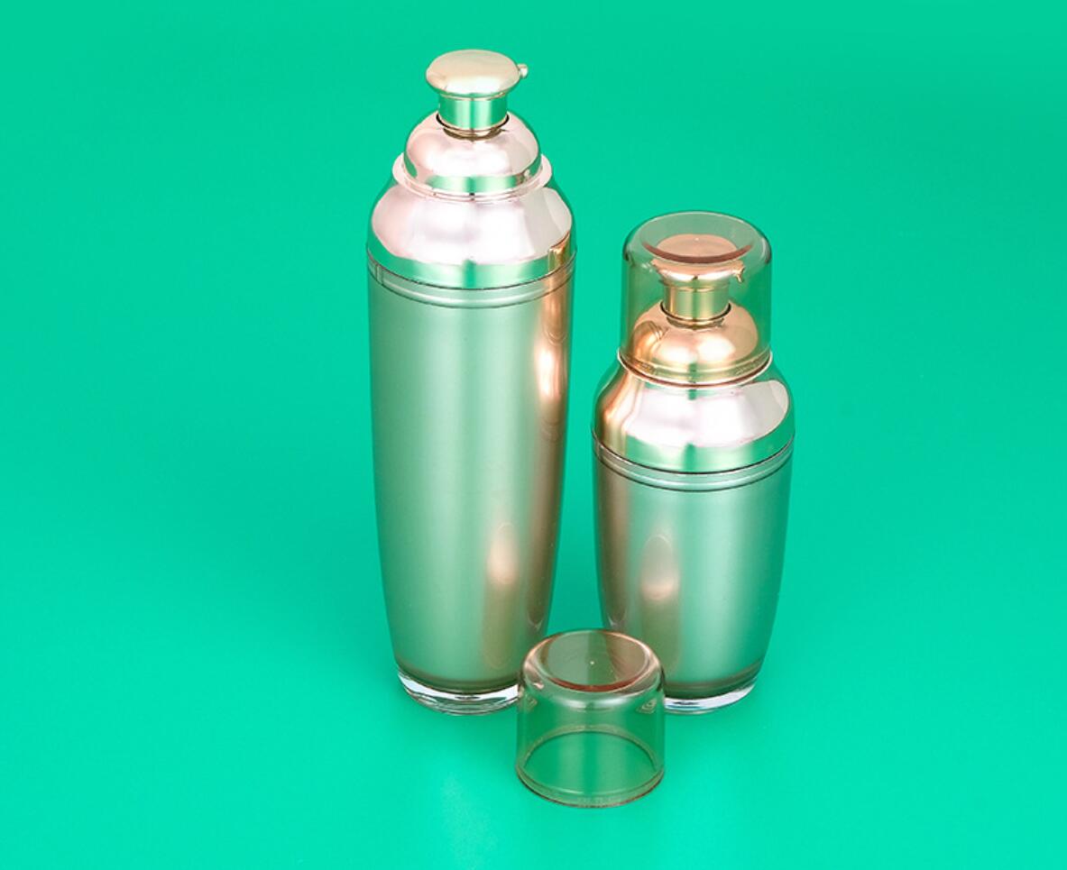 Luxury Acrylic Cosmetic Set Gold Color Lotion Pump Bottle Cream Container For Lady Skincare Packaging