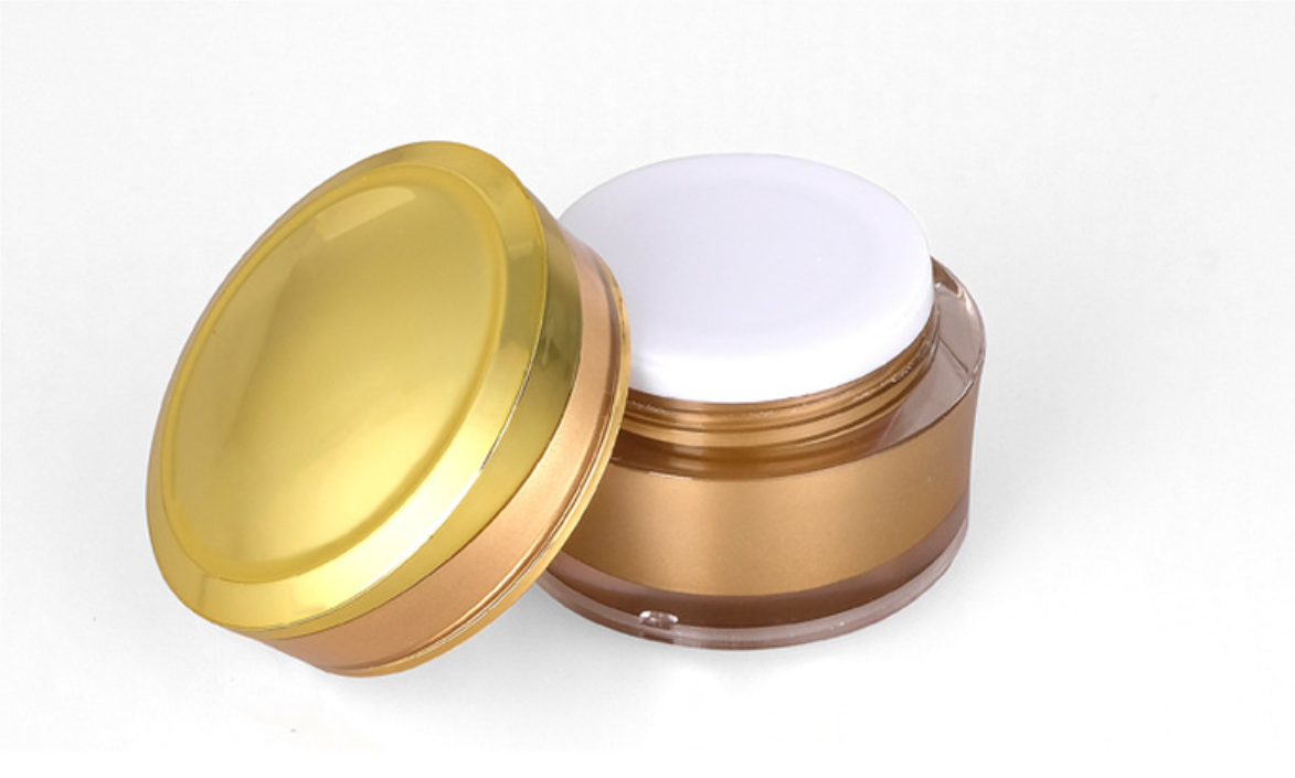 Cosmetic packing empty colorful double wall white 50 acrylic round jar gold cosmetic cream jar wholesale