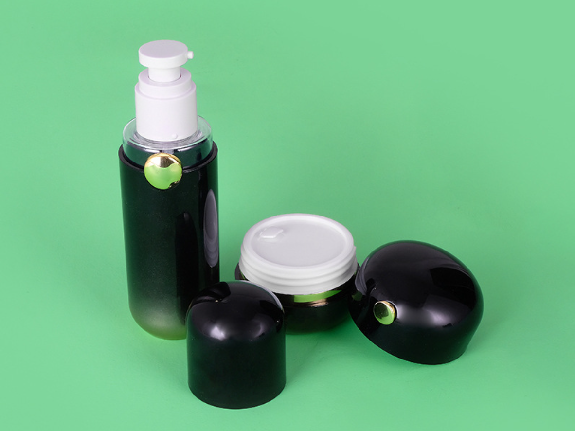 Low Price Empty Luxury High End Cosmetic Bottles black round cosmetic acrylic bottles set