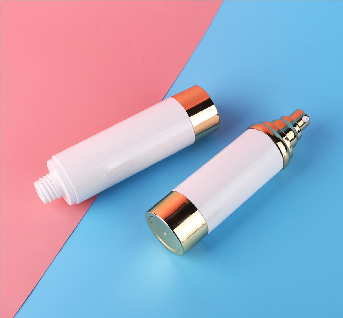 15ml 30ml 50ml 80ml 100ml 120ml AS round transparent black custom airless bottles serum lotion airless pump bottle