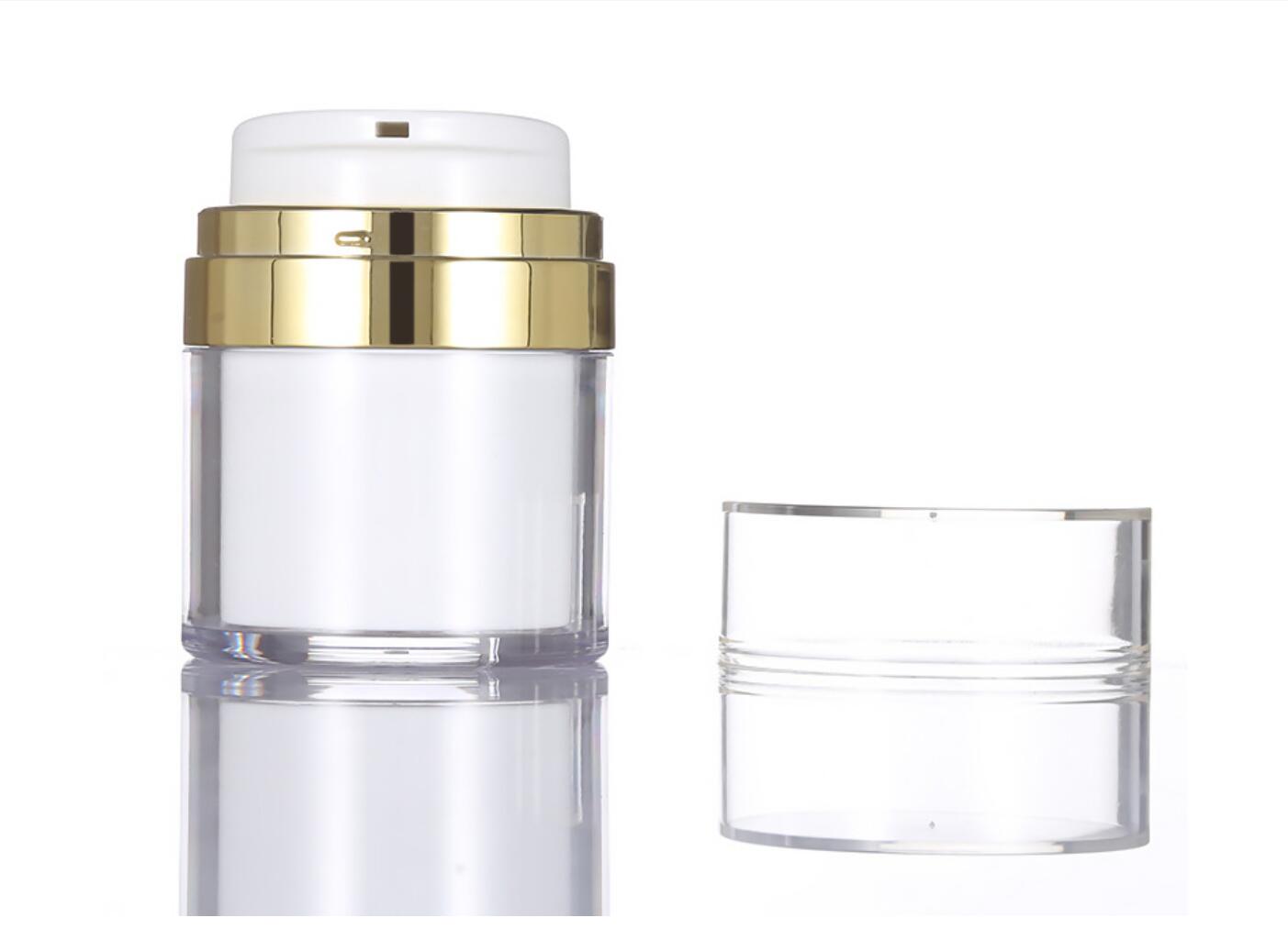 cosmetic skin care packing transparemt plastic airless press pump cream jar 15g 30g 50g