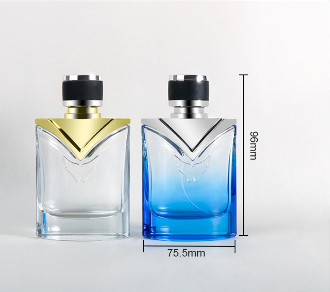 Luxury recyclable 100ml frosted clear glass perfume bottle with pump spray cap