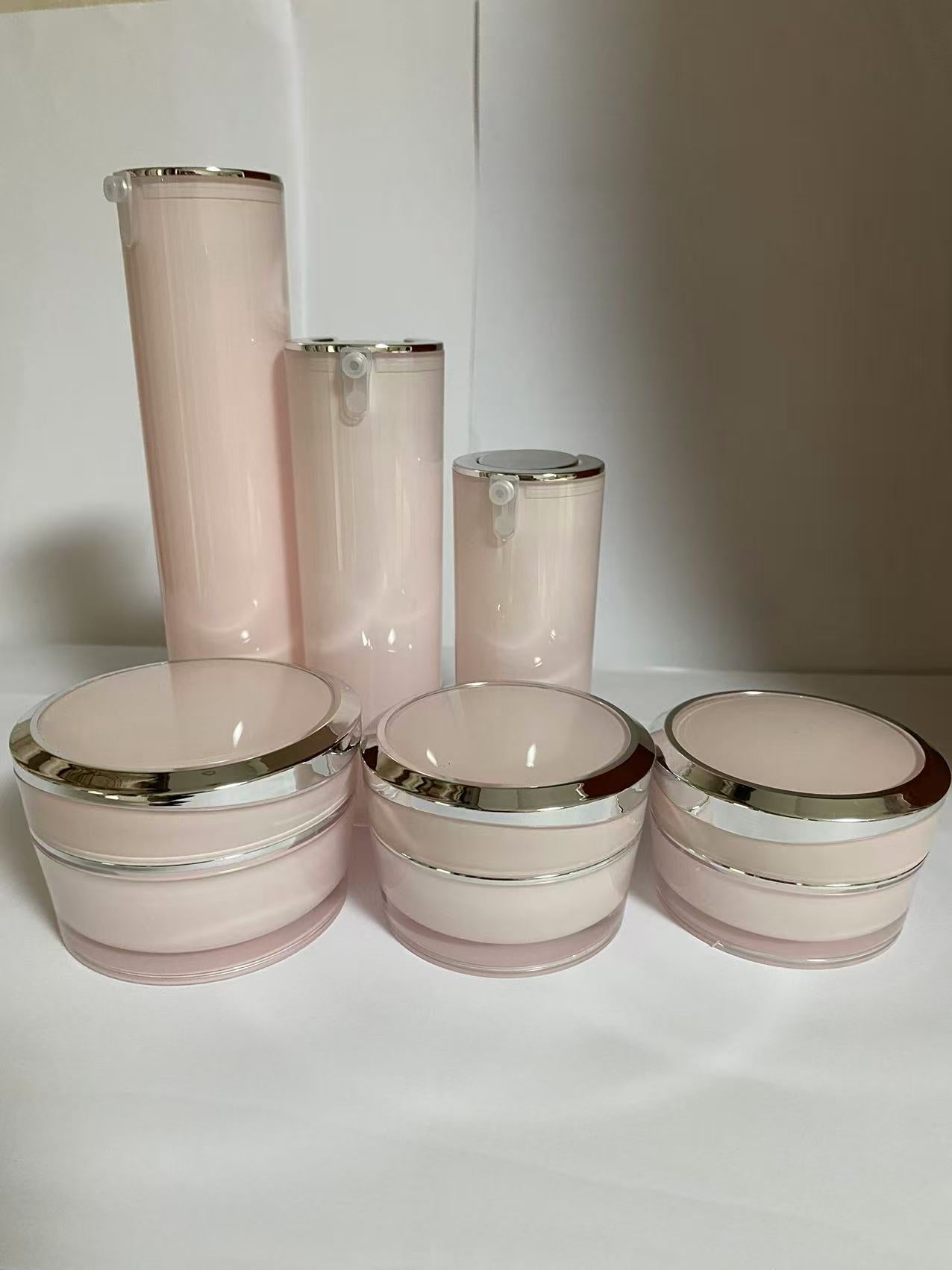 high end empty luxury plastic airless bottle cream jar skin care package wholesale