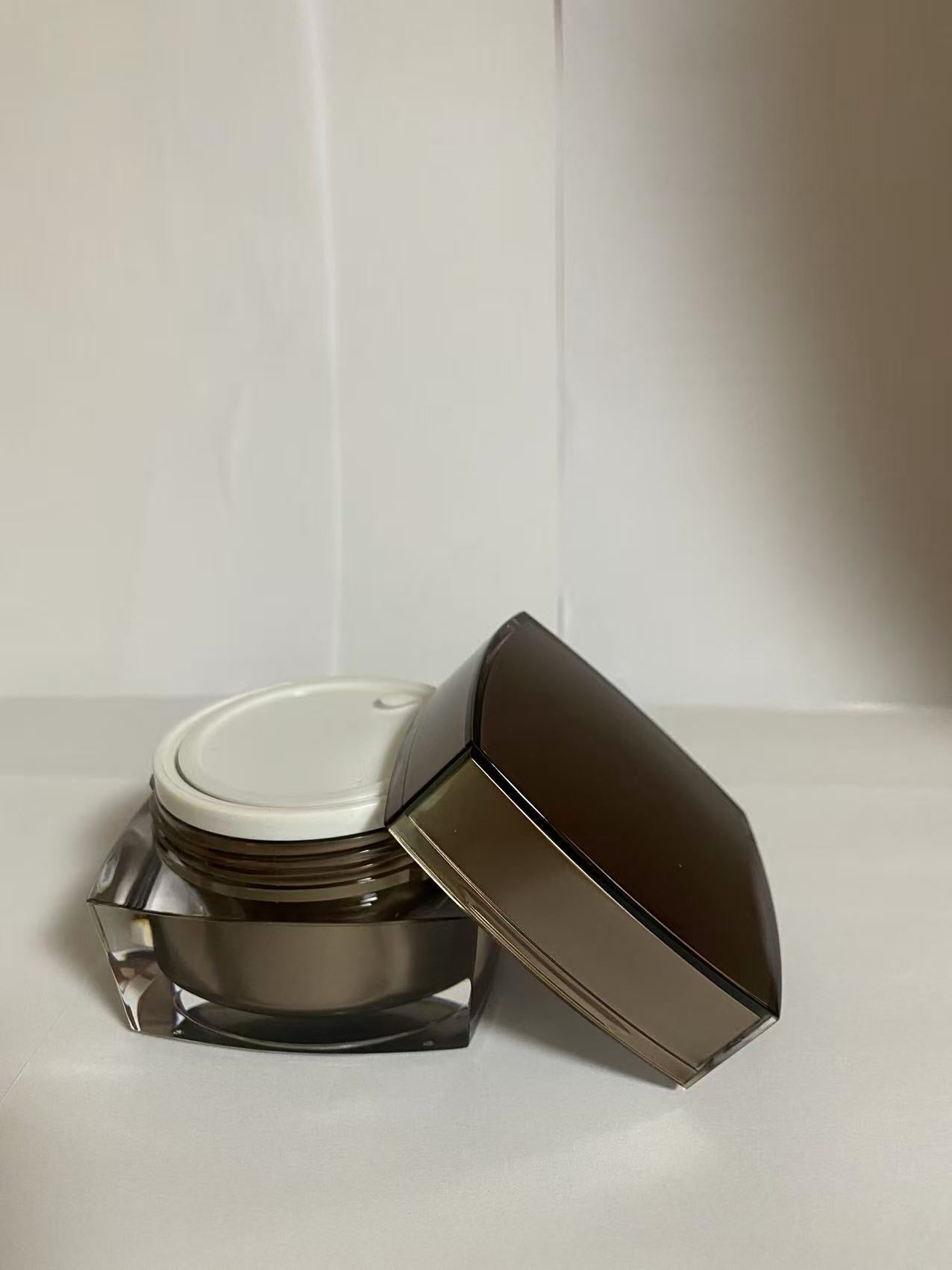 high end empty square transparent amber double wall empty plastic cosmetic bottle skin care cosmetic package