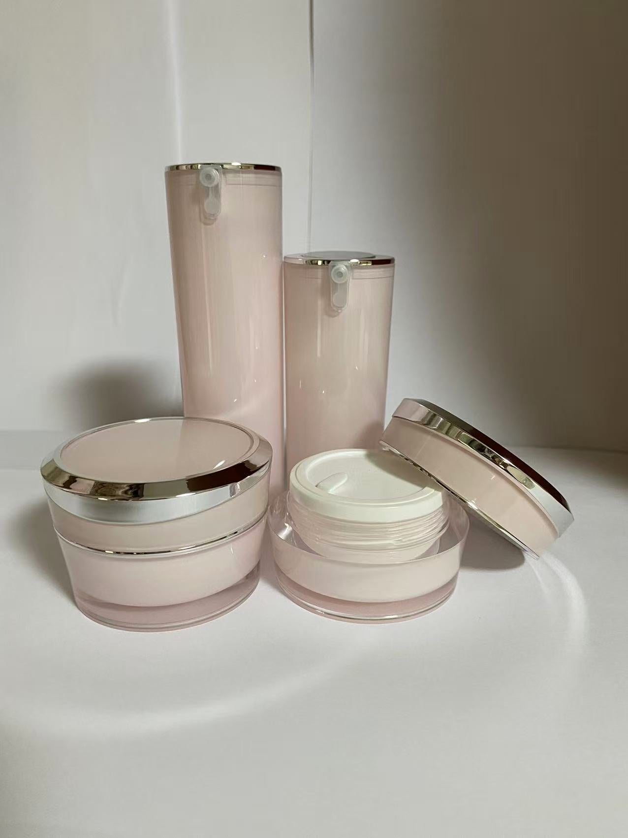 high end empty luxury plastic airless bottle cream jar skin care package wholesale