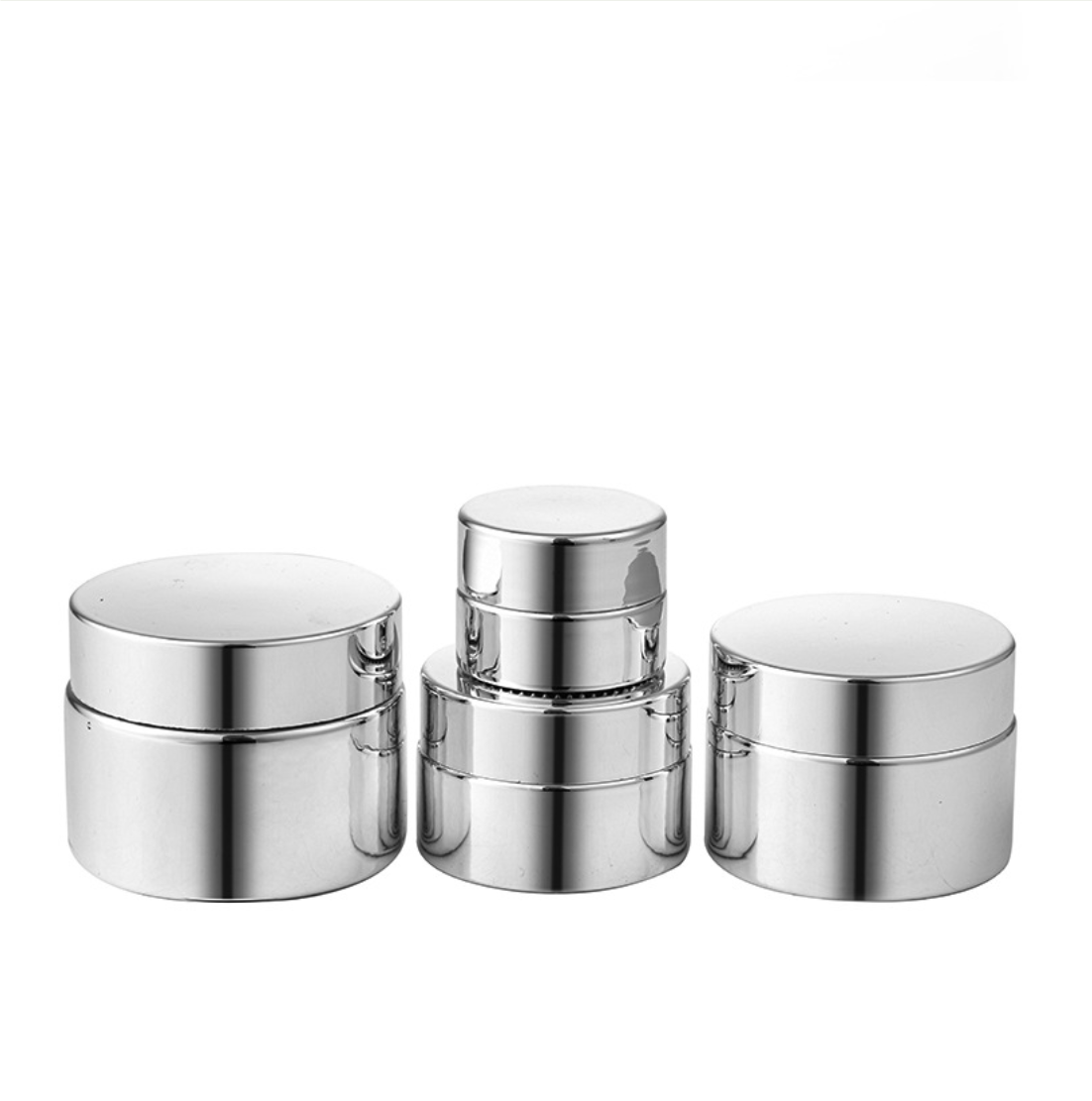 high quality empty luxury silver cosmetic glass cream jar with screw lid skin care cosmetic package