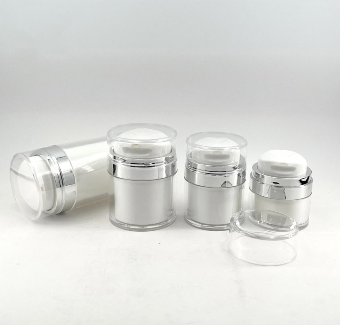 luxury white empty airless plastic acrylic cream jar skin care package 15g 30g 50g 100g