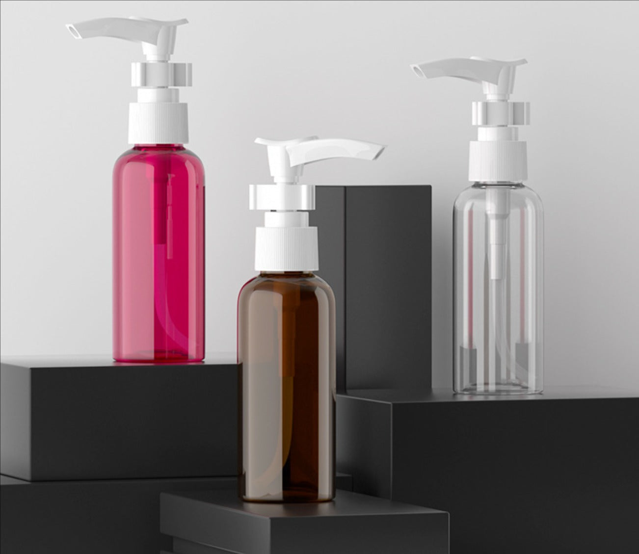 50ml 100ml 150ml 200ml 300ml 500ml round cosmetic plastic pet bottle with loiton pump