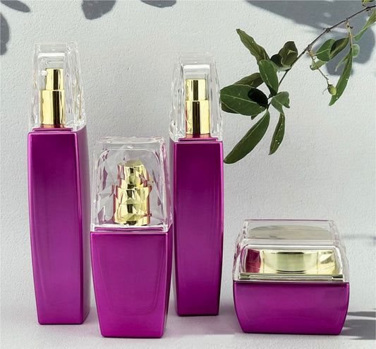 hot selling luxury empty square cream jar glass lotion pump bottles cosmetic package&nbsp;