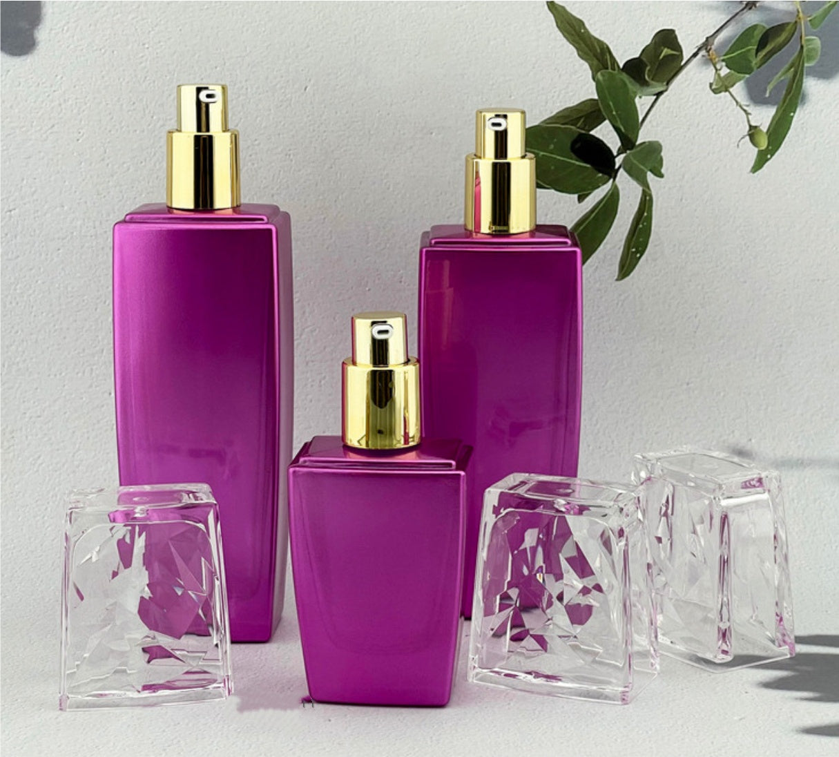 hot selling luxury empty square cream jar glass lotion pump bottles cosmetic package&nbsp;