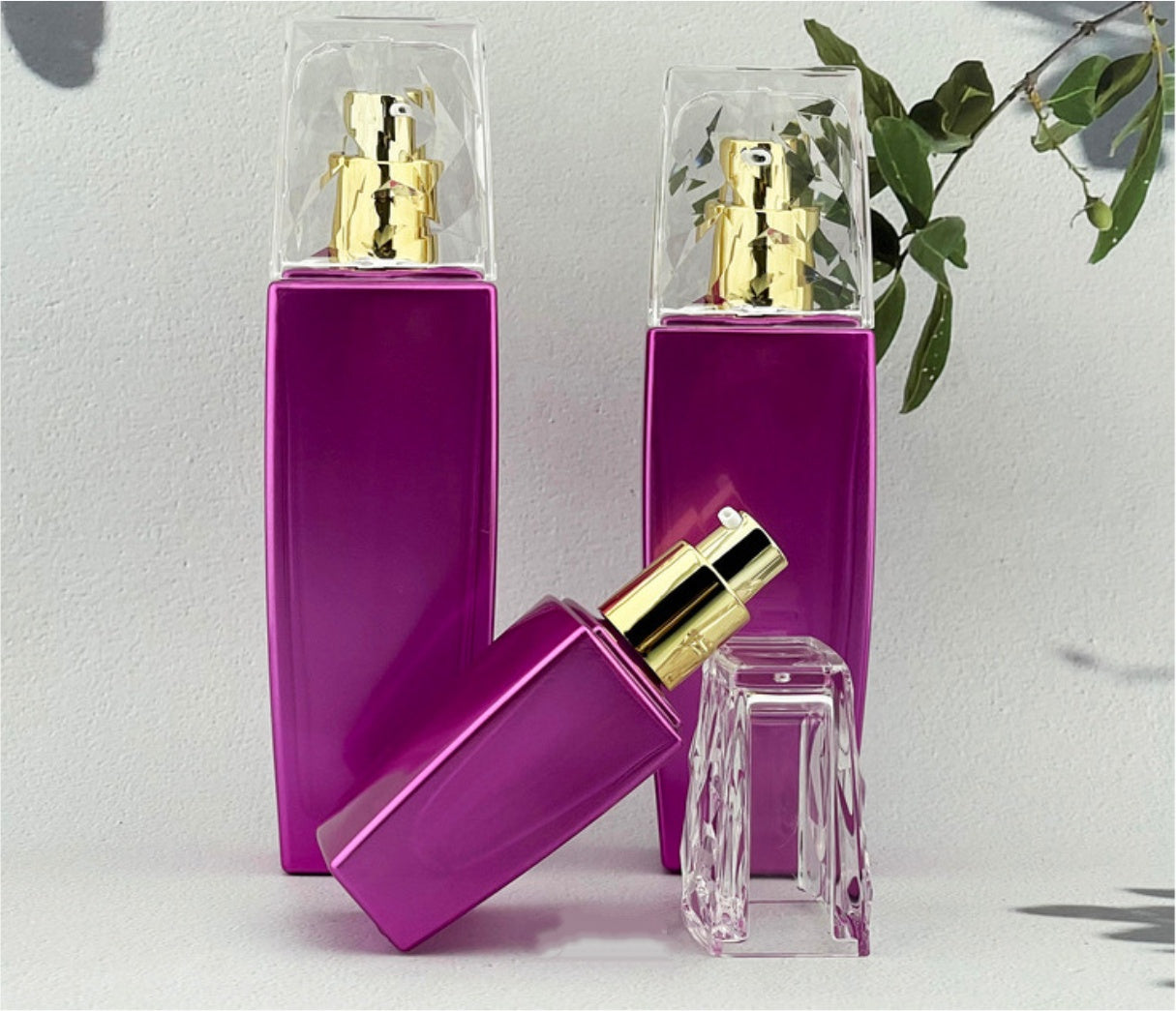 hot selling luxury empty square cream jar glass lotion pump bottles cosmetic package&nbsp;