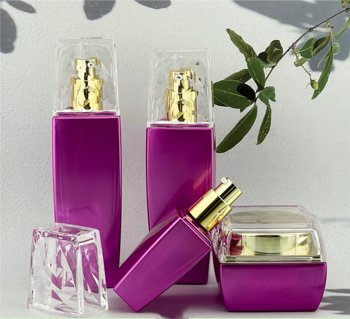 hot selling luxury empty square cream jar glass lotion pump bottles cosmetic package&nbsp;