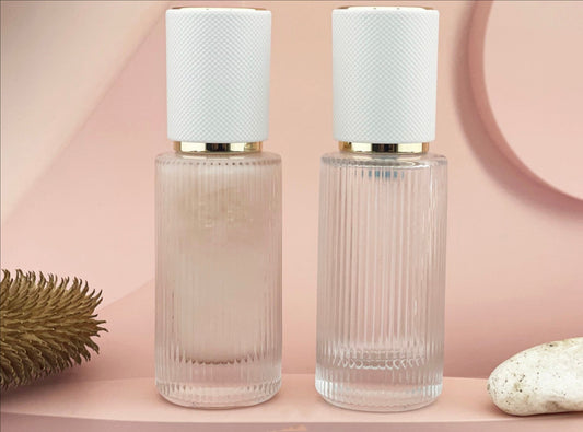 Luxury  30ml Transparent Frosted Empty Round Liquid Foundation bottle  Glass Cosmetic Serum Bottle