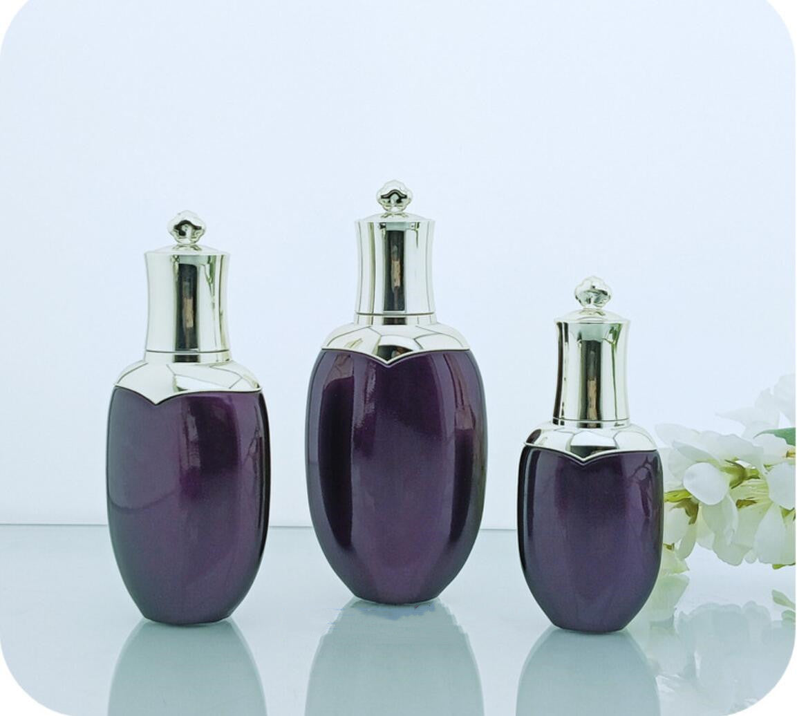 Luxury skincare packaging 30g 50g 40ml 100ml 120ml clear glass serum lotion bottles and face cream jars set with silver cap