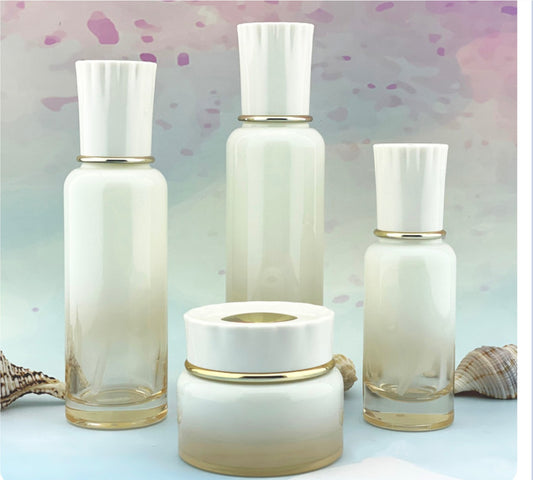 new design luxury empty round glass lotion pump bottles cream jar wholesale&nbsp; 50g 40ml 100ml 120ml&nbsp;