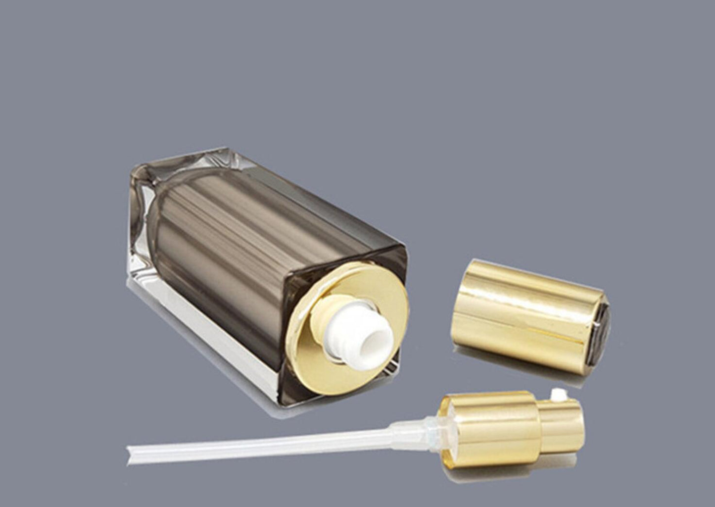 Luxury Custom Gold  Square Acrylic Cream Jars Cosmetic Gold  Square Bottles And Jars Set For Cosmetic Packing