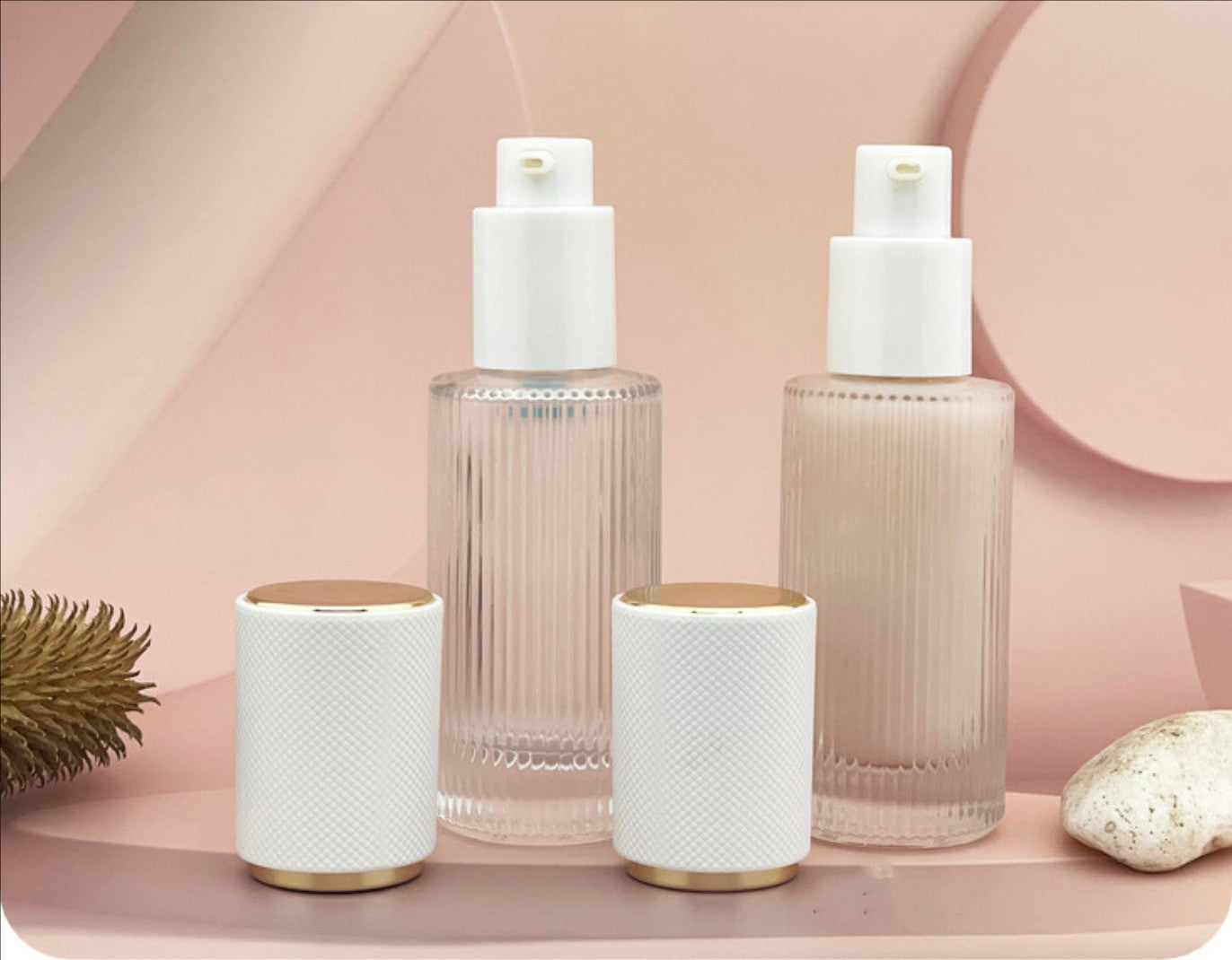 Luxury  30ml Transparent Frosted Empty Round Liquid Foundation bottle  Glass Cosmetic Serum Bottle