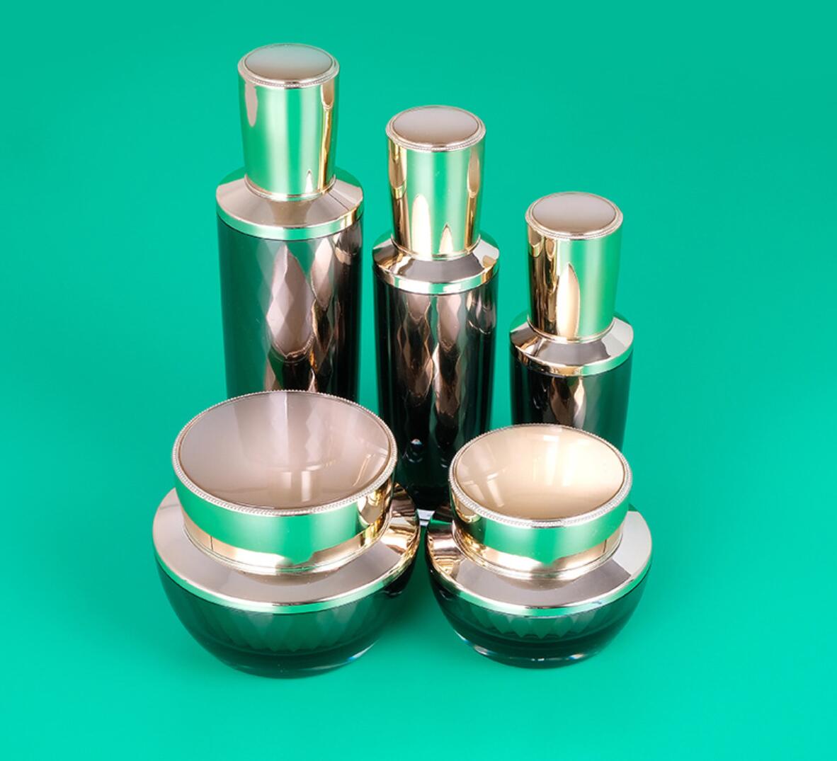 Cosmetic Packaging Set 30ml 50ml 100ml Plastic Lotion Pump Bottle 50g 100g Acrylic Plastic Cream Jar