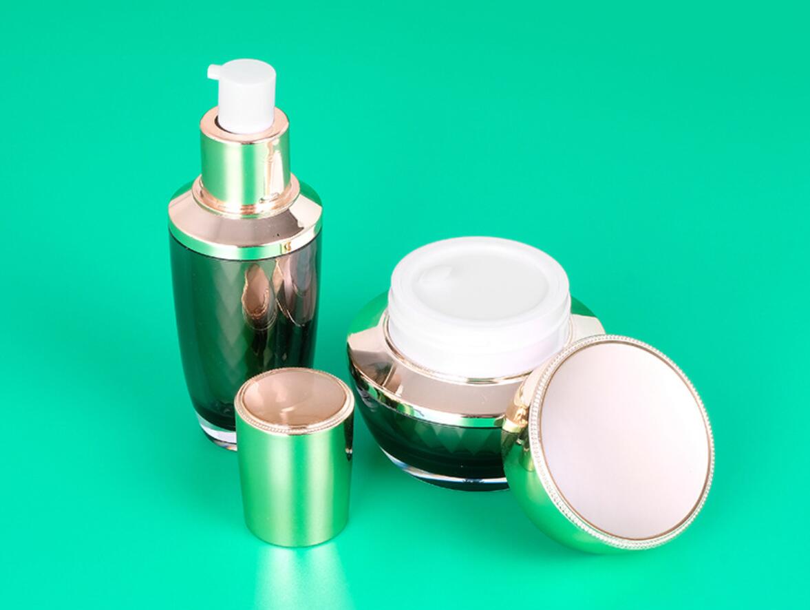 Cosmetic Packaging Set 30ml 50ml 100ml Plastic Lotion Pump Bottle 50g 100g Acrylic Plastic Cream Jar
