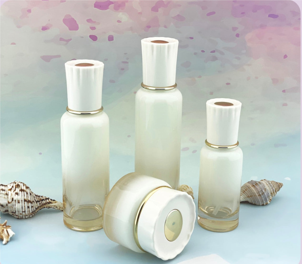 new design luxury empty round glass lotion pump bottles cream jar wholesale&nbsp; 50g 40ml 100ml 120ml&nbsp;