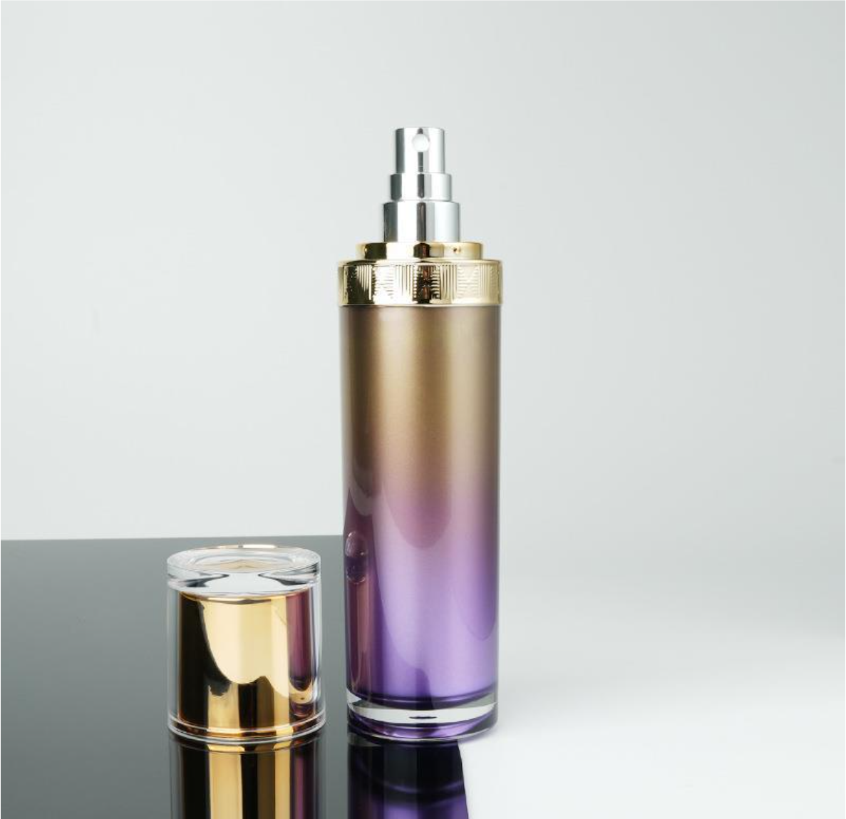 Luxury Round Classical Double Wall Cylindrical Acrylic Cosmetic bottles coloufule cream jar wholesale