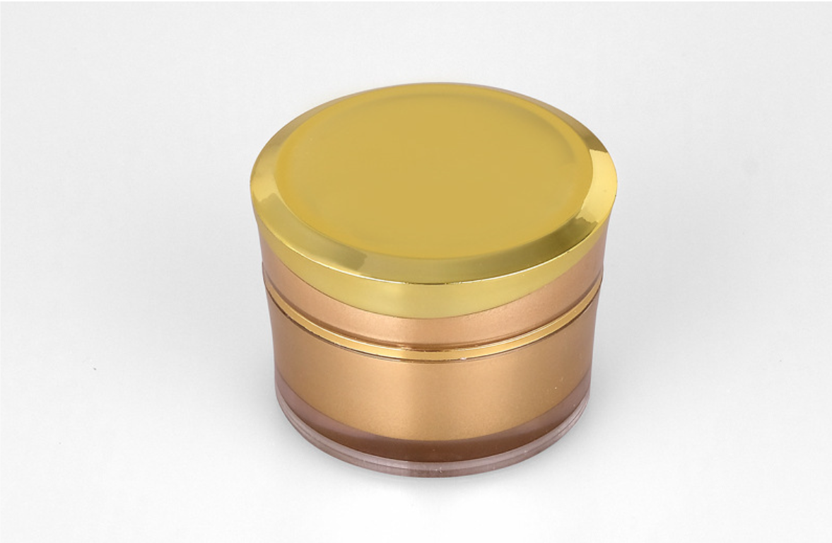 Cosmetic packing empty colorful double wall white 50 acrylic round jar gold cosmetic cream jar wholesale