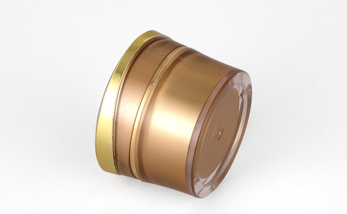 Cosmetic packing empty colorful double wall white 50 acrylic round jar gold cosmetic cream jar wholesale