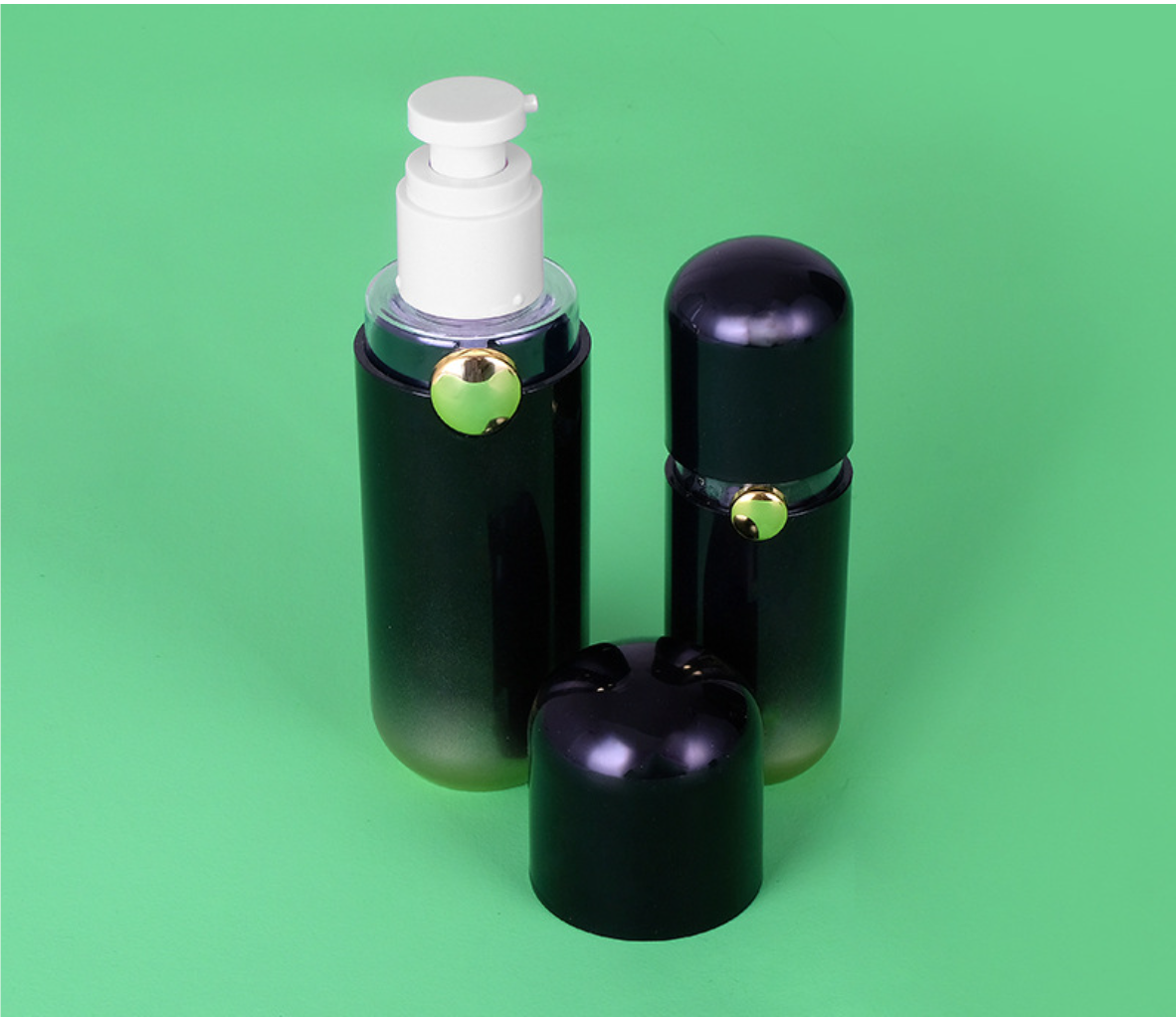Low Price Empty Luxury High End Cosmetic Bottles black round cosmetic acrylic bottles set