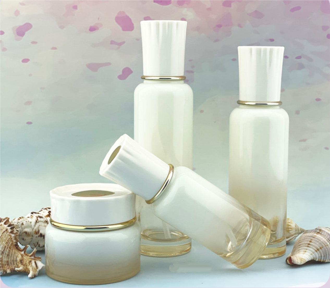 new design luxury empty round glass lotion pump bottles cream jar wholesale&nbsp; 50g 40ml 100ml 120ml&nbsp;