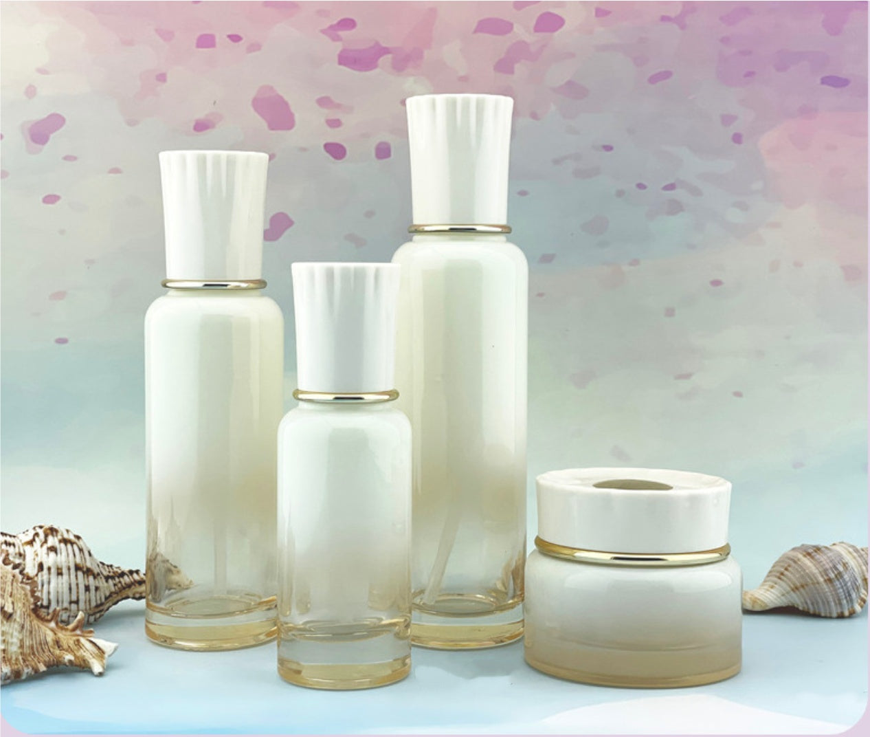 new design luxury empty round glass lotion pump bottles cream jar wholesale&nbsp; 50g 40ml 100ml 120ml&nbsp;