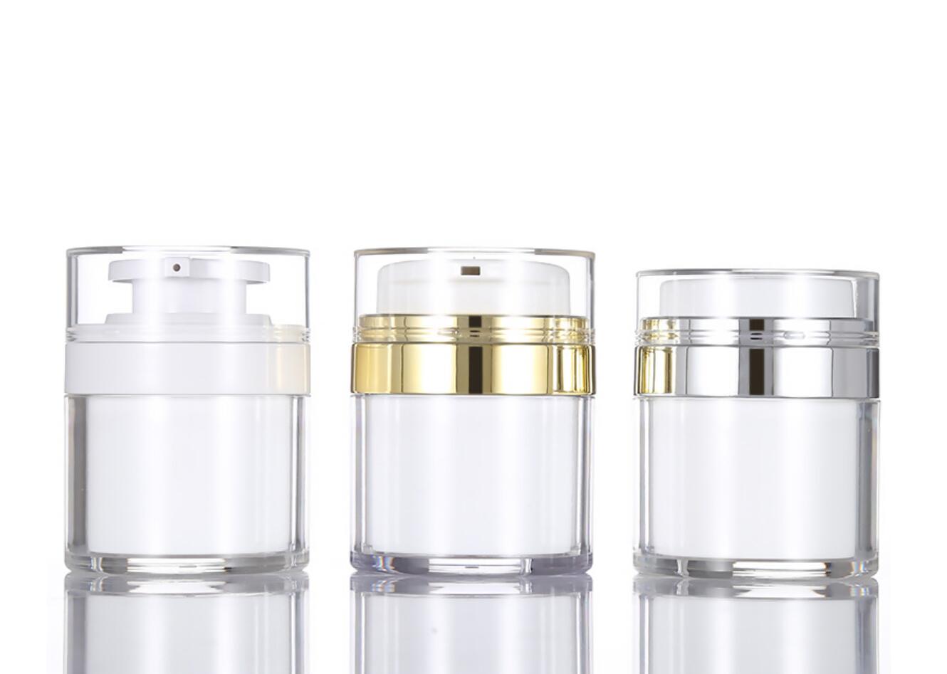 cosmetic skin care packing transparemt plastic airless press pump cream jar 15g 30g 50g