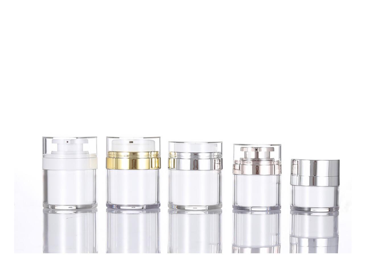 cosmetic skin care packing transparemt plastic airless press pump cream jar 15g 30g 50g