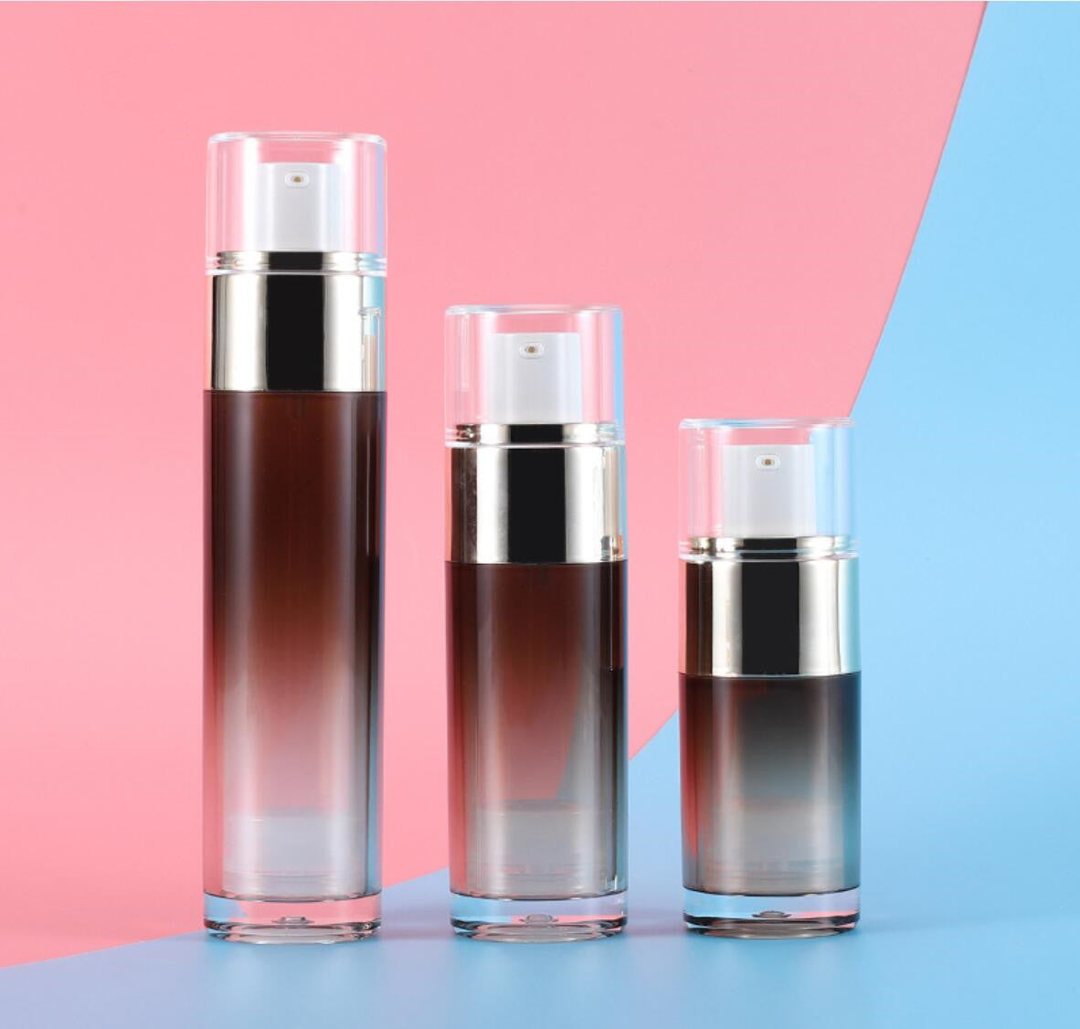2024 new style high quality cosmetic amber acrylic vacuum airless pump bottle wholesale