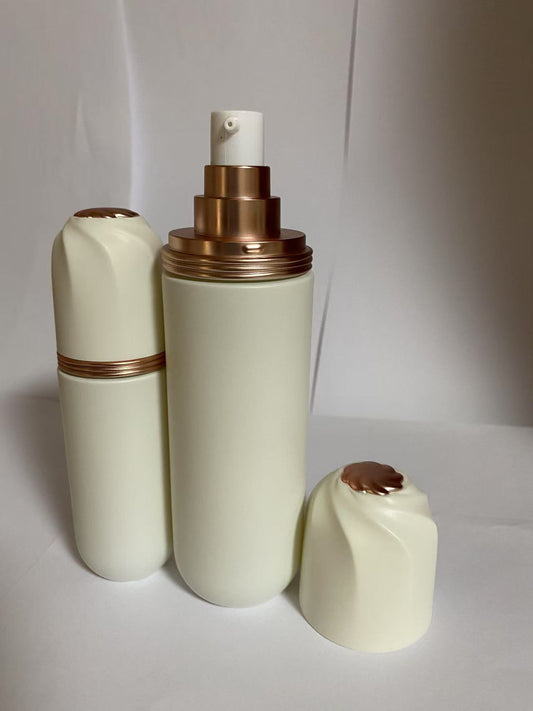 2025 new style white printing cosmetic glass bottle with lotion pump wholesale skin care pacakge