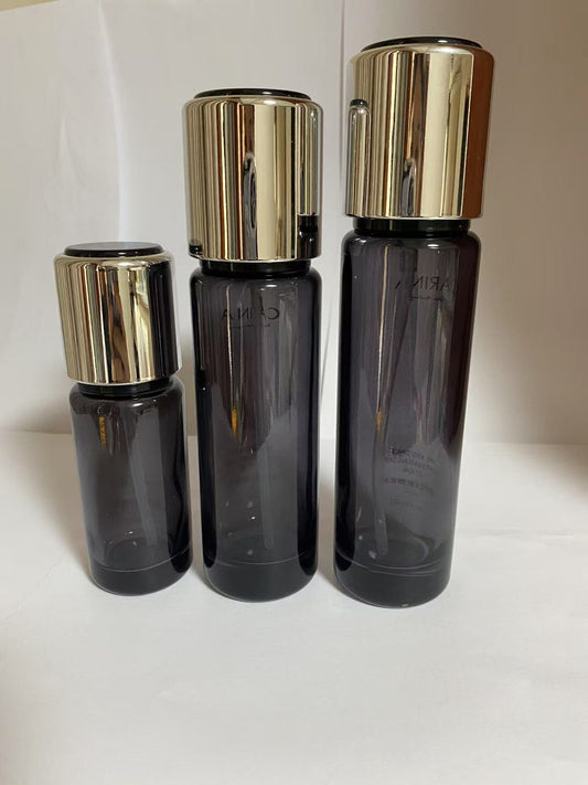 high quality empty black cosmetic glass lotion bottle cosmetic cream jar with lid wholesale