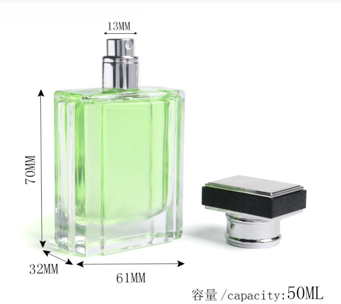 Unique empty spray bottle  50ml luxury custom new design square glass perfume bottle with mist spray cap