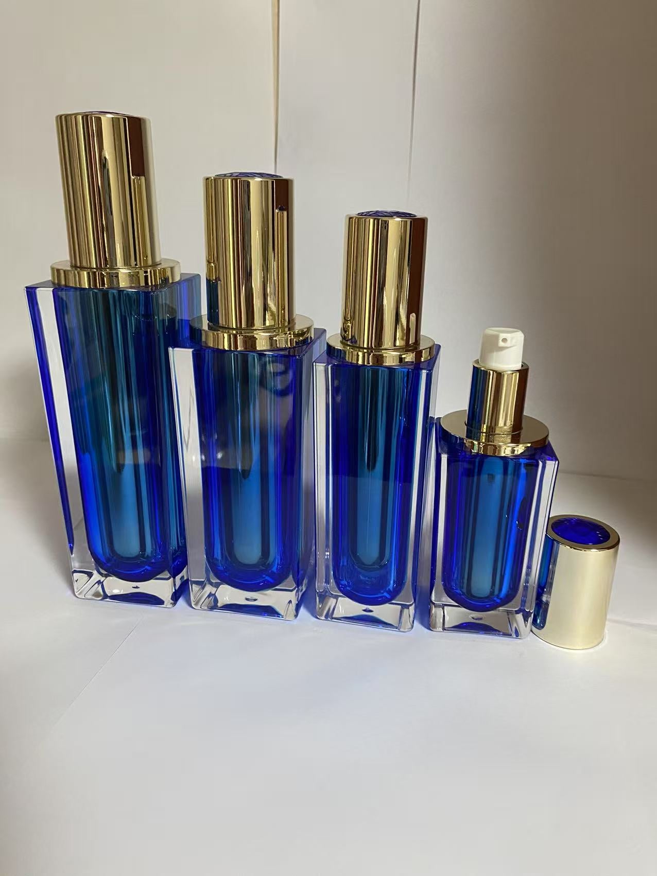 high end square luxury cosmetic plastic skin care package cosmetic bottles cream jar wholesale