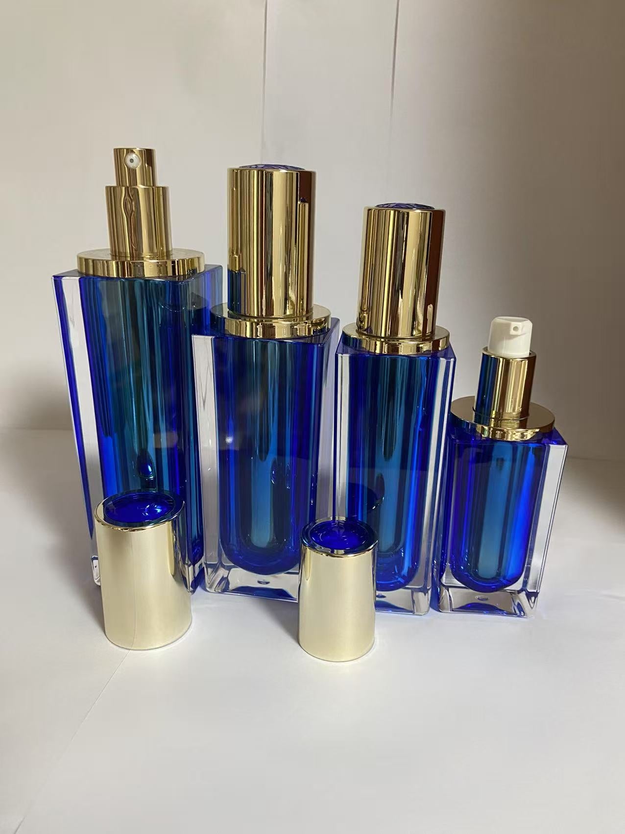 high end square luxury cosmetic plastic skin care package cosmetic bottles cream jar wholesale
