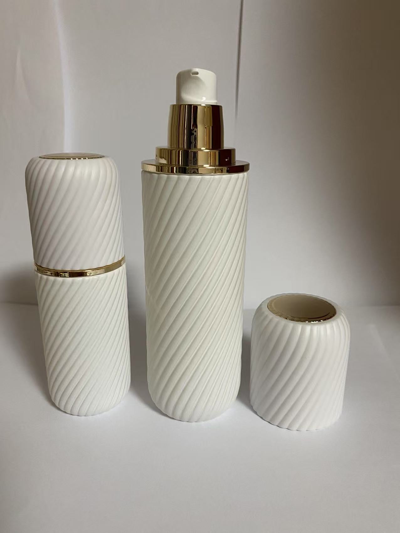 2025 new style high quality empty white printing cosmetic bottles glass package  40ml 100ml 120ml 30g 50g  wholesale