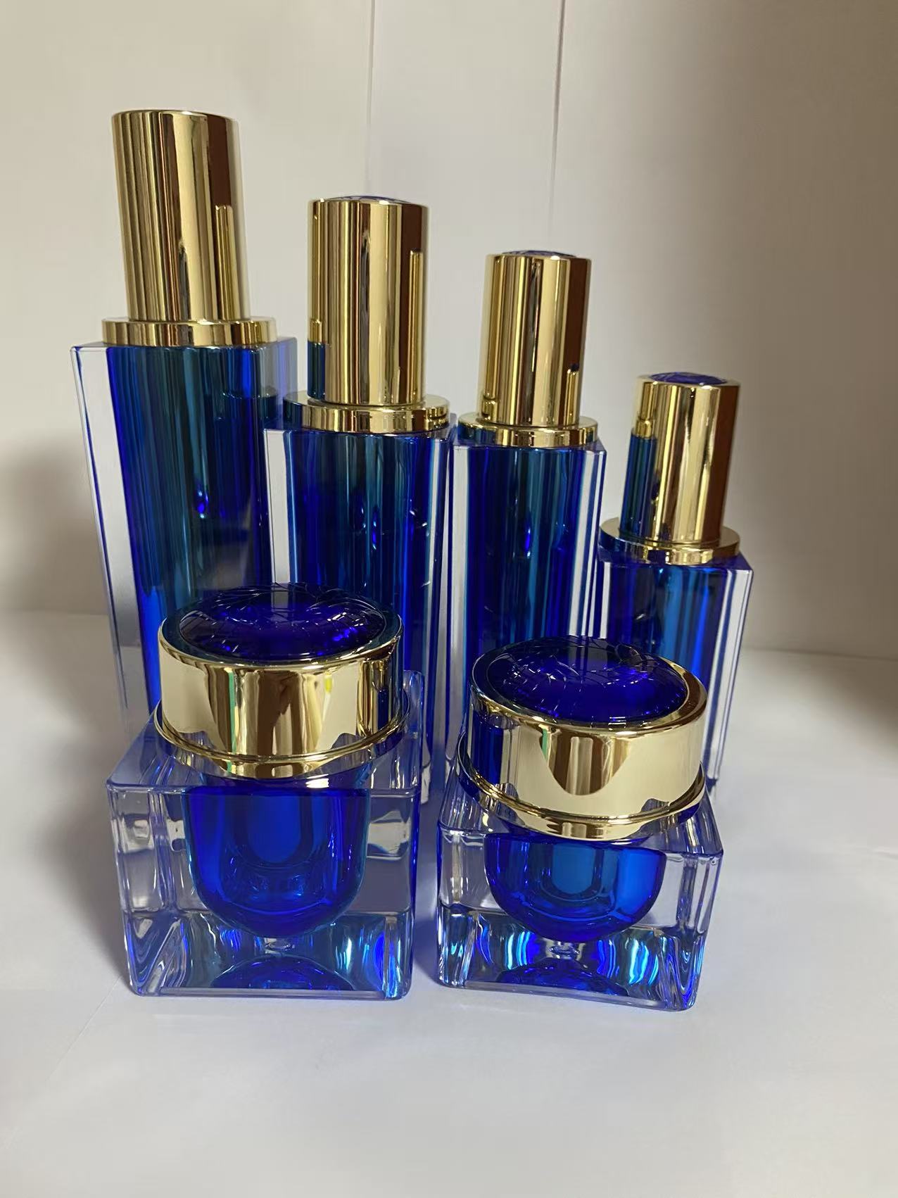 high end square luxury cosmetic plastic skin care package cosmetic bottles cream jar wholesale