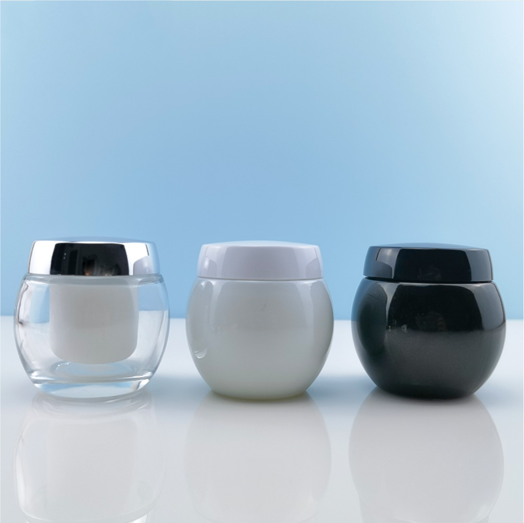 high quality empty cream jar round shape 30g 50g 120g black glass cream jar whoesale