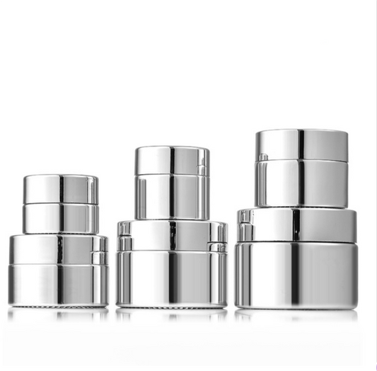 high quality empty luxury silver cosmetic glass cream jar with screw lid skin care cosmetic package