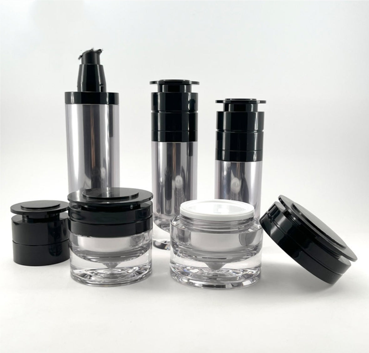 high quallity luxury empty plastic acrylic cosmetic bottles thick wall diamond skin care package wholesale