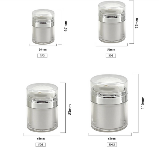 luxury white empty airless plastic acrylic cream jar skin care package 15g 30g 50g 100g