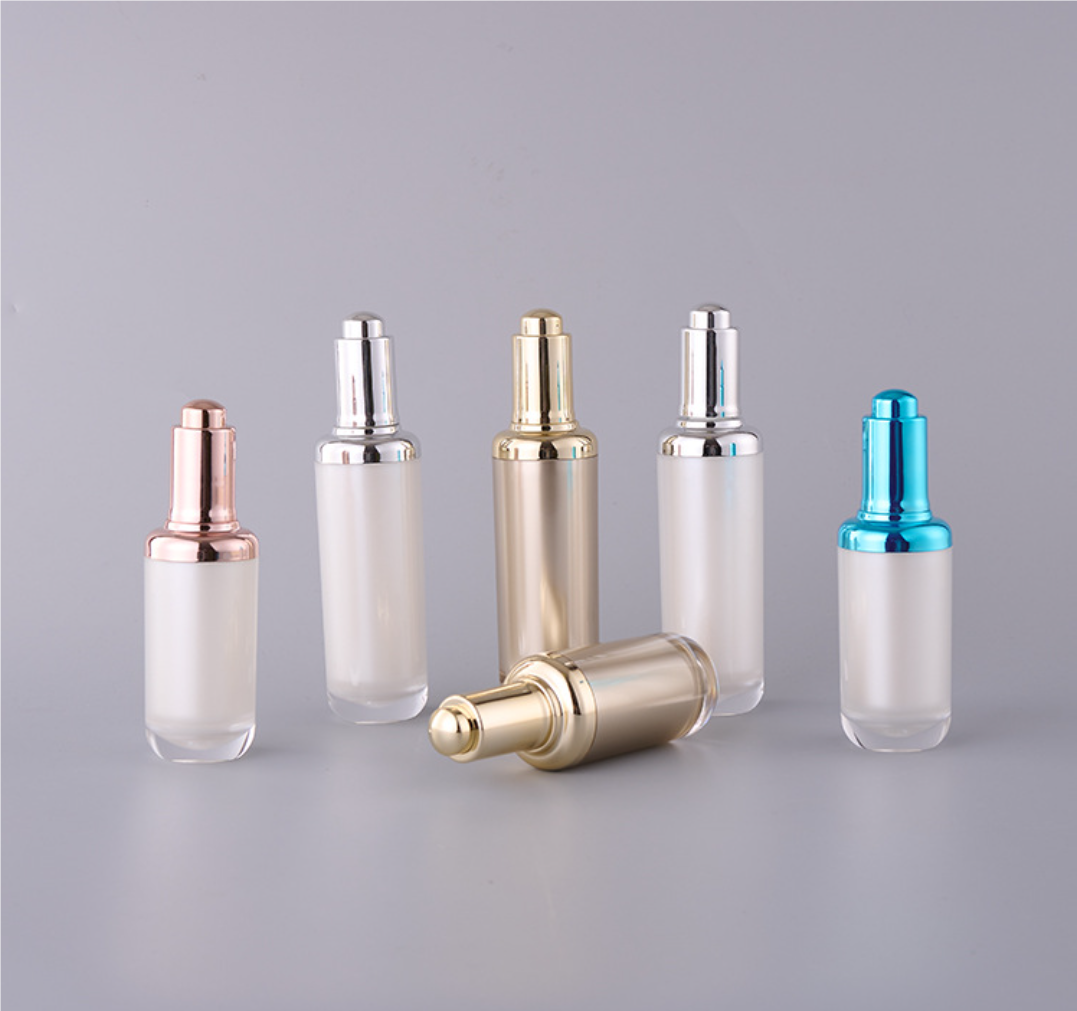 30ml 50ml luxury empty gold plastic acrylic dropper bottle wholesale